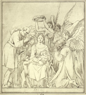 Bray Salomon; Madonna, von Hirten und Engeln verehrt