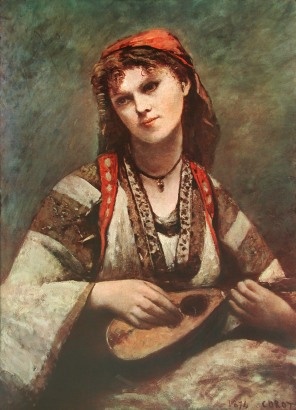 Corot Jean-Baptiste Camille; Die Zigeunerin mit der Mandoline