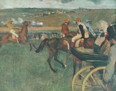 Degas Edgar; Beim Pferderennen - Amateur-Jockeys nahe e. Wagen