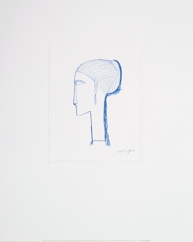 Modigliani Amedeo; Frauenkopf mit Ohrring, 1913