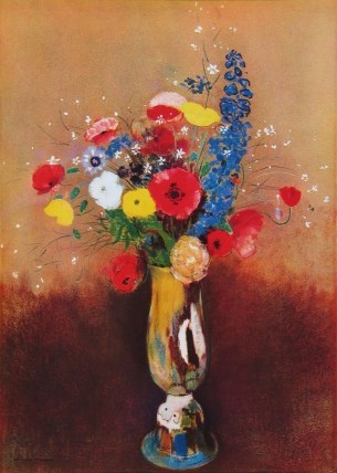 Redon Odilon; Blumen in einer Glasvase