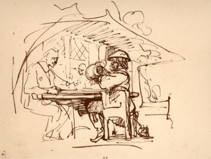Rembrandt Harmensz van Rijn; Vor der Schenke
