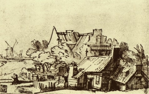 Rembrandt Harmensz van Rijn; Holländische Bauernhütten