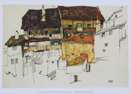 Schiele Egon; Alte Häuser in Krumau - 1914